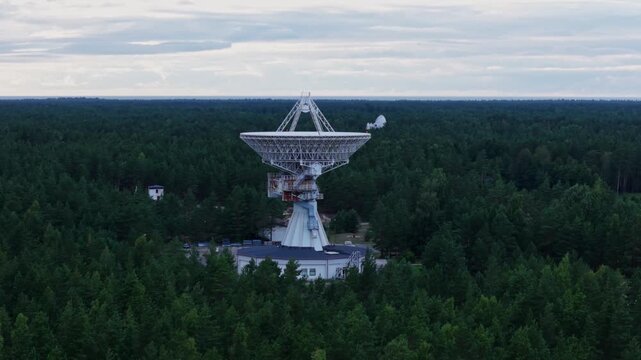 emote Baltic observatory scans space beneath dramatic evening cloud formations