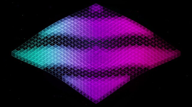Abstract Diamond Shapes with Neon Gradients and Zebra Stripes in Dark Space