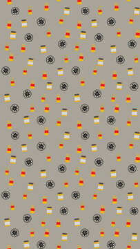 Seamless pattern of food jars and snack bags