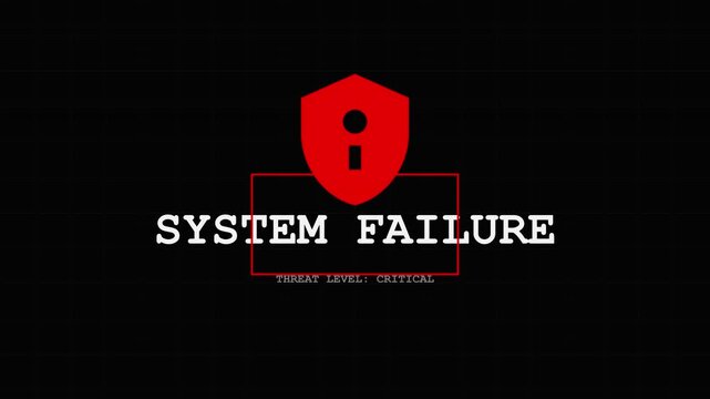 Warning concept glitch with digital distortion and flickering system error