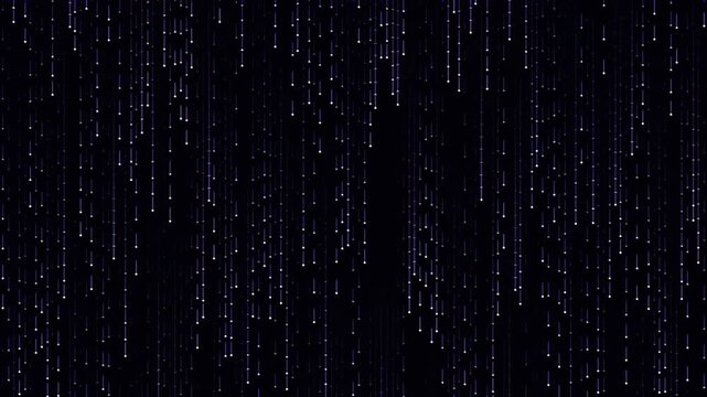 Abstract digital rain with glowing blue lines on dark background