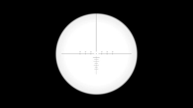 Sniper rifle scope reticle animation with crosshairs on a plain white background for tactical interface design