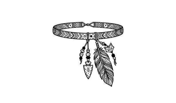 Hand Drawn Boho Feather Arrow Headband Decorative Icon