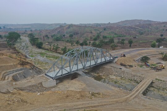 Aerial View Of Carunggo Steel Arch Bridge From Central Java, Indonesia