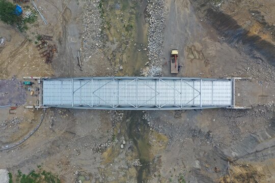 Aerial View Of Carunggo Steel Arch Bridge From Central Java, Indonesia