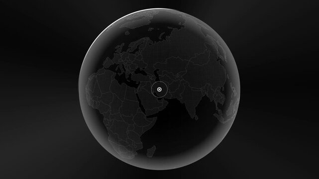 Iran Pinpointed on Rotating Globe with Search Bar
