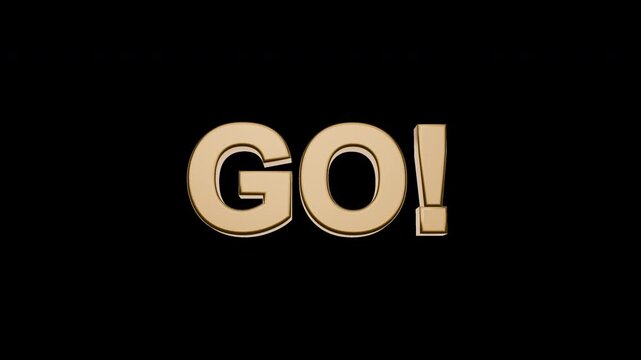 3D Satin Gold Go Text Entry Animation with with Alpha Channel Animation