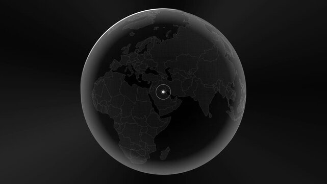 Kuwait Location Marker on a Dark Digital Globe Map Animation