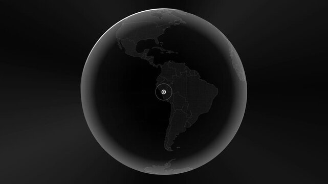 Peru Location Targeted on a Dark Digital Globe Map Interface