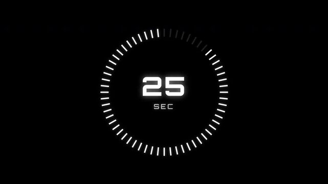 Six digital countdown timer elements on black background
