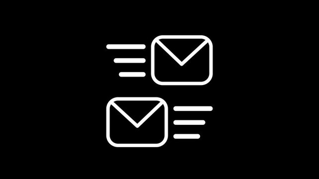 Animated white line art email envelope messages stack icon lower third video graphic element overlay for contact us