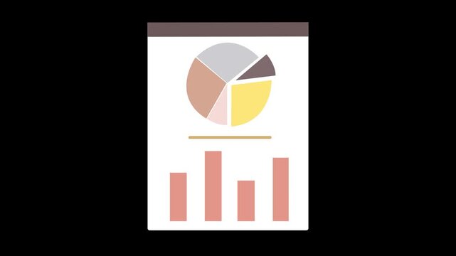 Financial business report paper with pie chart bar graph analytic graphic lower third element video edit 4k animation