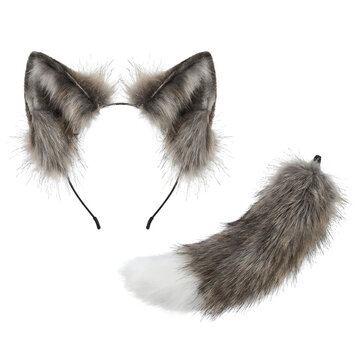 Wolf Ears and Tail Set for Halloween Animal Costume Accessory Design