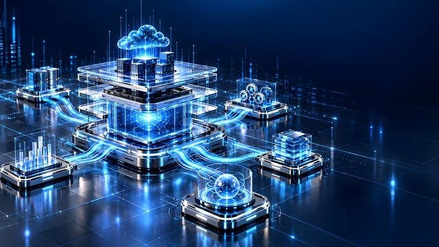 Central Network Hub With Connected Distributed Server Nodes