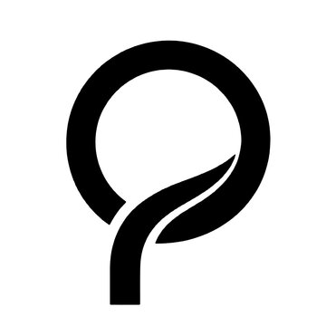 A modern black and white vector logo concept showing a natural leaf sprouting and merging with a bold circular frame.