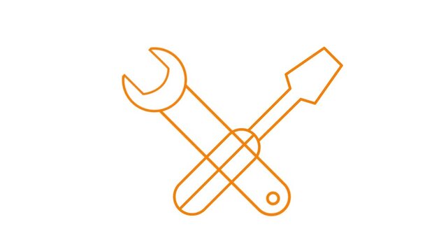 Tools icon animation. Wrench spanner and screwdriver. Motion graphics.