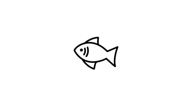 fish animated icon on white background