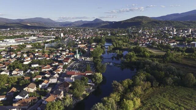 Drone Footage of the Green Landscape in Bihac