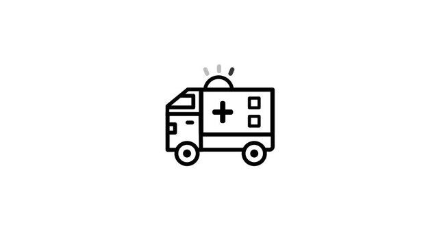 ambulance animated icon on a white background animation.