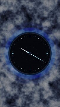 Blue clock timelapse on cloudy sky