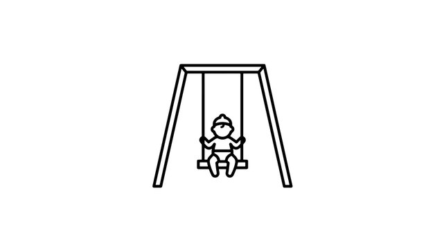 Baby swing line art symbol represents childhood park play activities