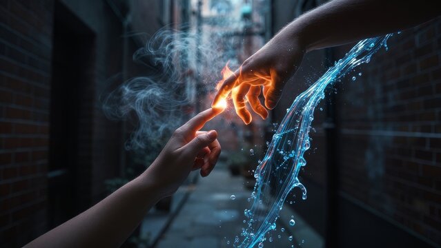 Connection of Elements in Urban Space with Human Touch and Water
