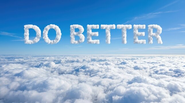 Encouraging message formed by clouds against clear blue sky backdrop