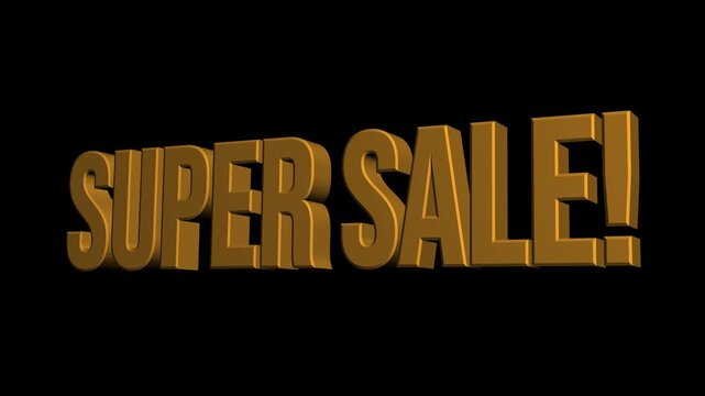 Golden 'SUPER SALE!' text animates in three keyframes