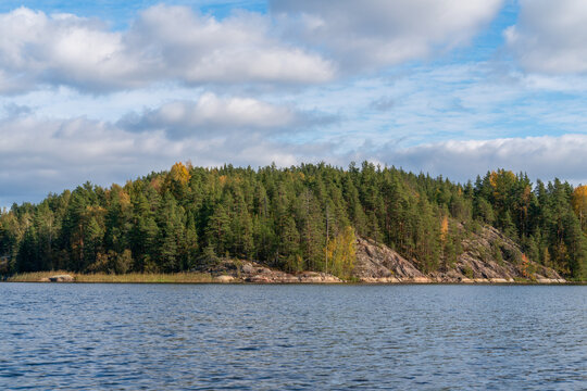 Ladoga Skerries National Park near the village of Lumivaara on a sunny autumn day, Republic of Karelia, Russia