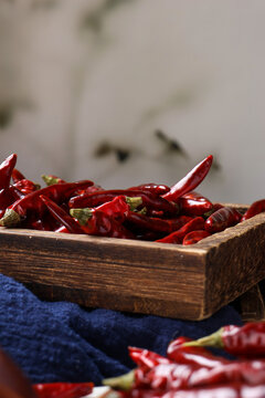 Dried chili peppers, a traditional spice: indoor close-up photography.