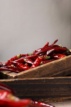 Dried chili peppers, a traditional spice: indoor close-up photography.