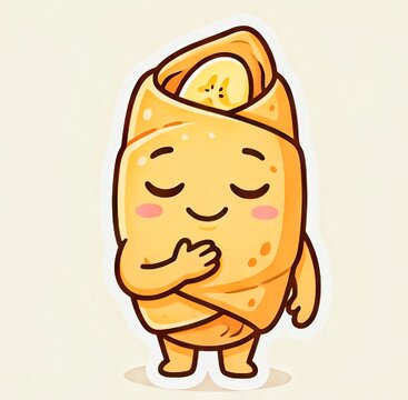 Cute Kawaii Pisang Molen Mascot Illustration Feeling Relieved