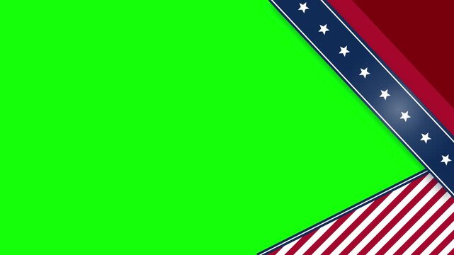 Patriotic American flag theme frame with green screen