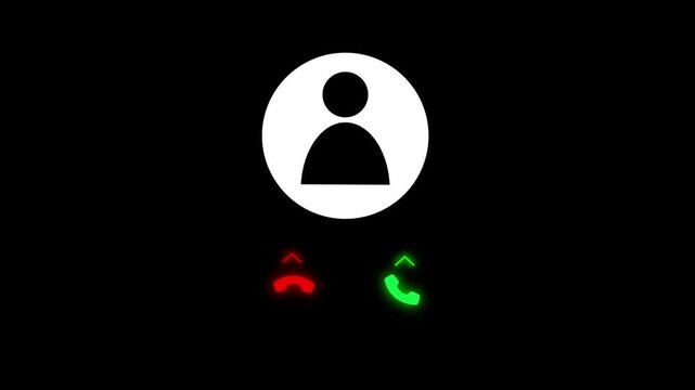 Incoming call concept animation on black background. Phone ring sign animation. Incoming call notification icon for phone communication alert.
