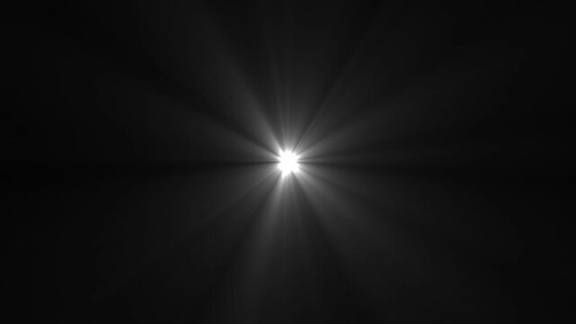 Abstract sun ray light animation. White light beams on black background. Heaven light animation from center. Overlay light transition, effects sunlight, glitter, shiny, bright. 4k video.