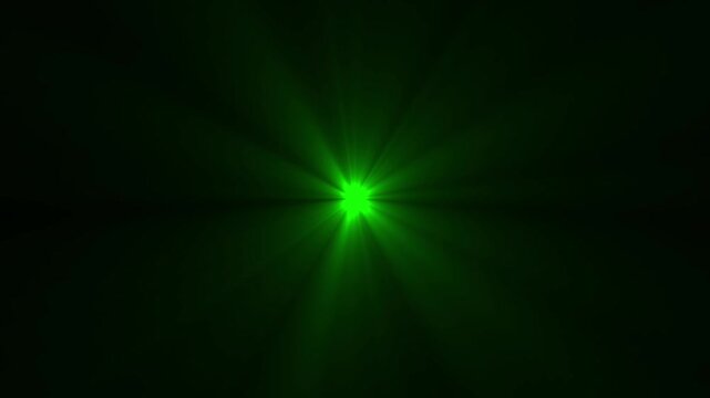 Abstract sun ray light animation. Green light beams on black background. Heaven light animation from center. Overlay light transition, effects sunlight, glitter, shiny, bright. 4k video.