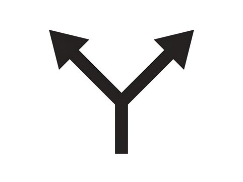 Two directional arrows pointing up and right forming a y shape