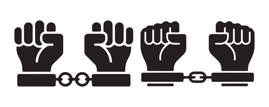Fists in chains symbolizing freedom from oppression and human rights activism.