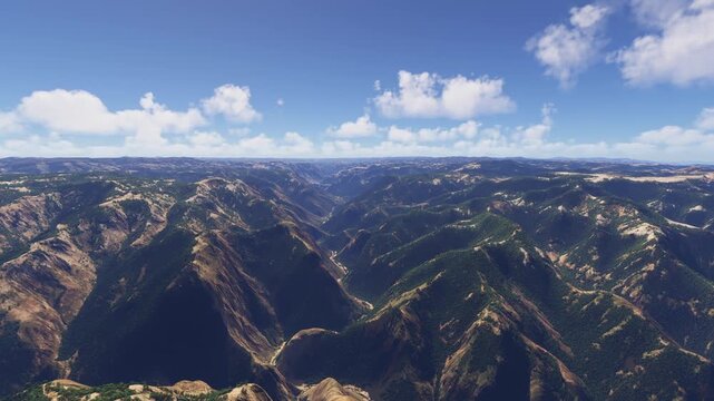 Circular aerial drone view of Copper Canyon in Chihuahua. Mexico