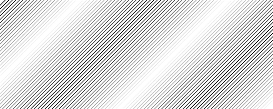 PrintSlant line halftone gradation texture. Fading diagonal stripe gradient background. Black oblique pattern backdrop. Vanishing thin parallel line wallpaper for overlay