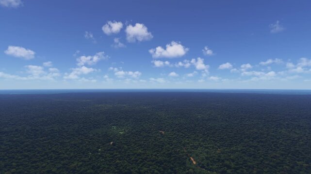 Aerial view of R&iacute;o Mom&oacute;n in Amazon Rainforest. Loreto Region. Peru