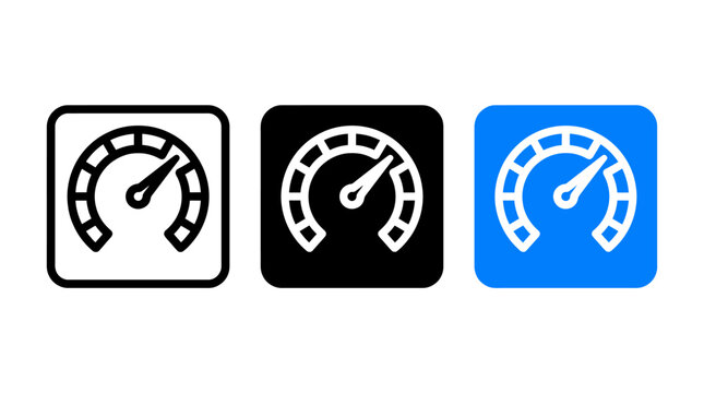 Speedometer gauge icon set in square frame with speedometer