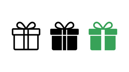 Fototapeta premium Set of three square gift box icons in various graphic styles