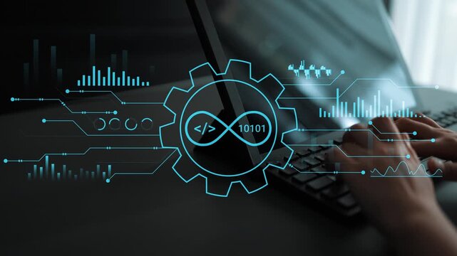 Futuristic Concept of Programming and Data Analysis with Digital Charts and Gear Symbolizing Technology Innovation and Software Development. Entropy.