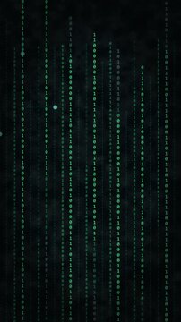 Digital matrix green rain binary code loop animation