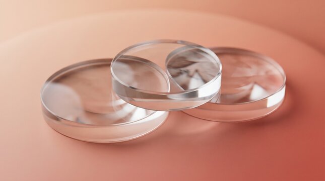 Macro Optical Glass Lenses on Peach Coral Gradient Background