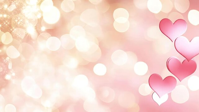 Hearts on a Soft Pink Background With Blurry Lights Generative AI