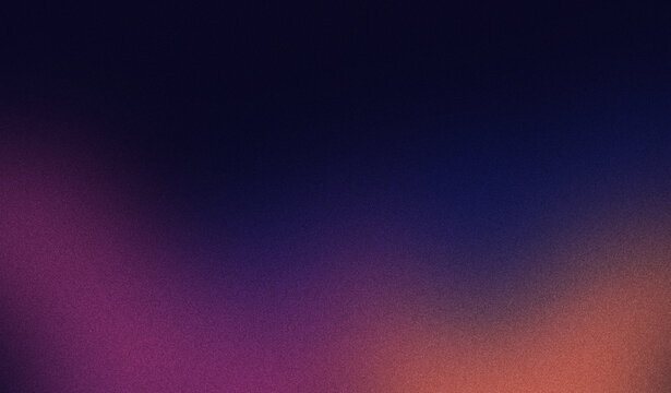 Abstract gradient background with dark blue, purple, and orange color blending, soft grain texture, and atmospheric lighting for creative design