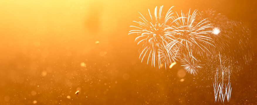 White Firework with orange background	
