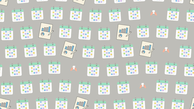 Seamless Pattern of Calendars and Charts